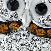 Boxed Fine Silver Plated Crystal Pave Owl Necklace