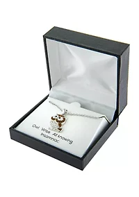 Boxed Fine Silver Plated Crystal Pave Owl Necklace