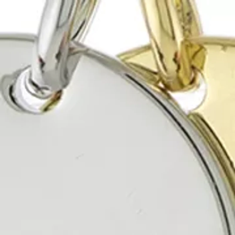 Boxed Two Tone Over Fine Silver Plated 18 in + 2 in Engraved 'Breathe' Disc Pendant Necklace