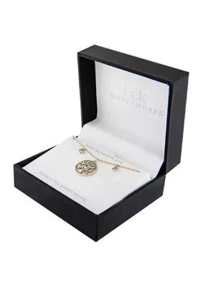 Boxed Gold Plated Cubic Zirconia Tree of Life Pendant Necklace