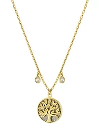 Boxed Gold Plated Cubic Zirconia Tree of Life Pendant Necklace