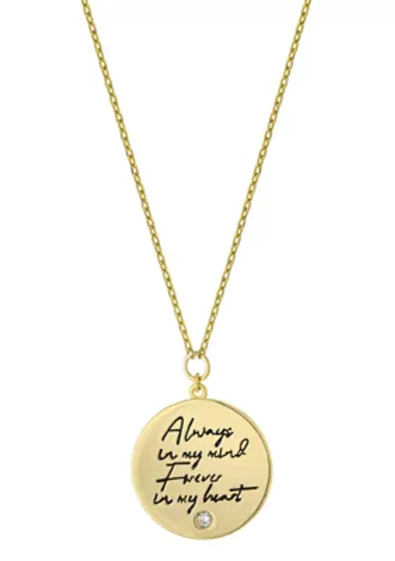 Boxed Silver Plated 16" + 2"  'Always My Mind' Pendant Necklace or Gold