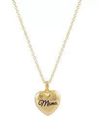 Boxed Gold Over Fine Silver Plated Mama Heart Locket Necklace