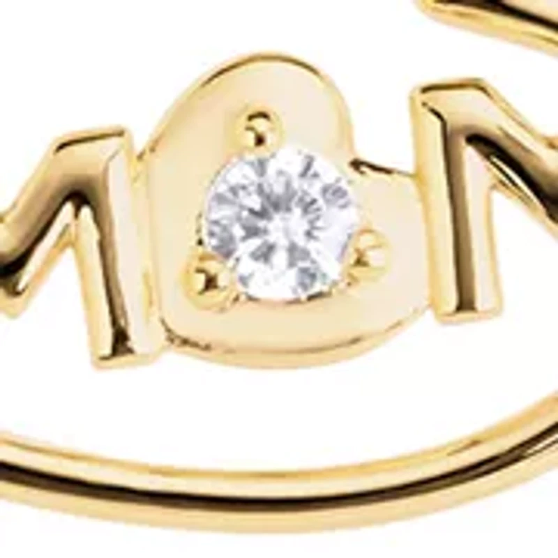 Gold Plated Cubic Zirconia Mom Heart Pendant Necklace