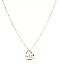 Gold Plated Cubic Zirconia Mom Heart Pendant Necklace