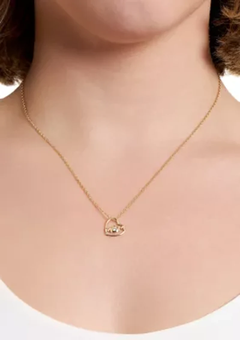 Gold Plated Cubic Zirconia Mom Heart Pendant Necklace