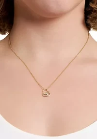 Gold Plated Cubic Zirconia Mom Heart Pendant Necklace