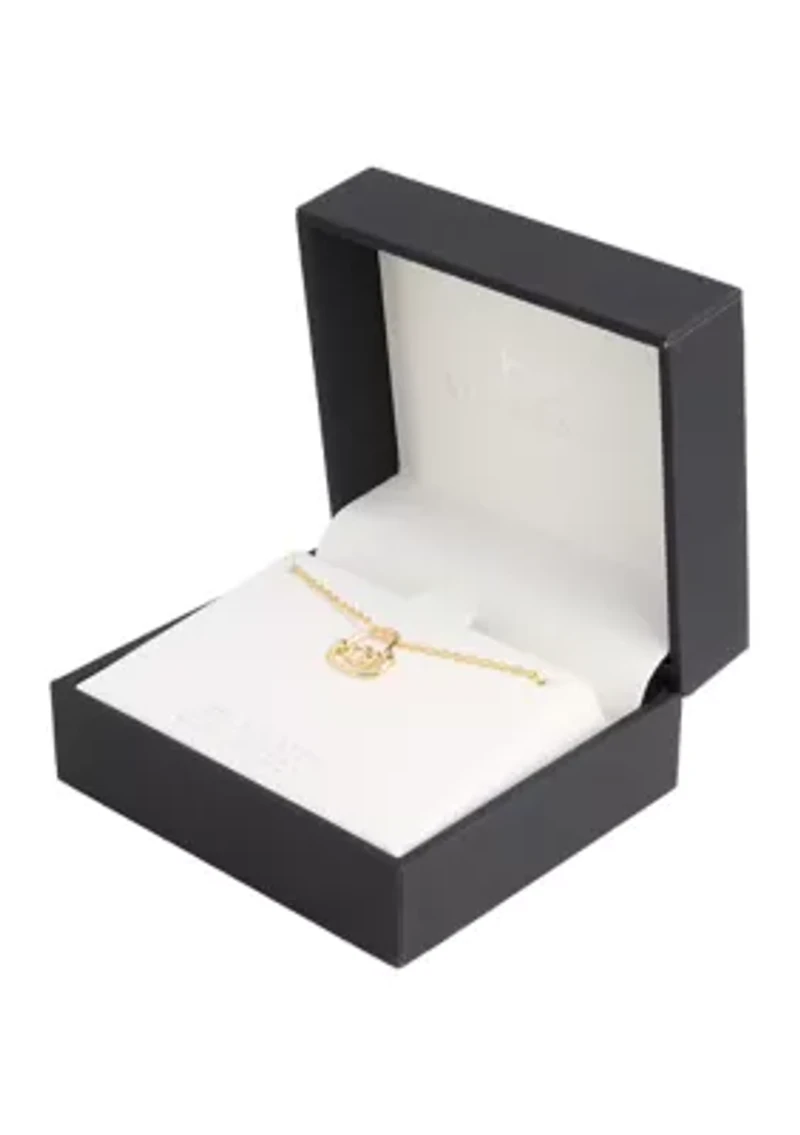 Gold Plated Cubic Zirconia Mom Heart Pendant Necklace