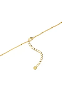 Boxed Gold Over Silver Plated Puffy Heart Beaded Chain Necklace