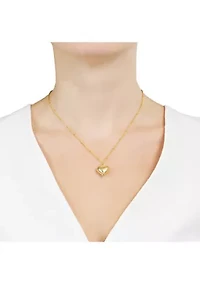 Boxed Gold Over Silver Plated Puffy Heart Beaded Chain Necklace