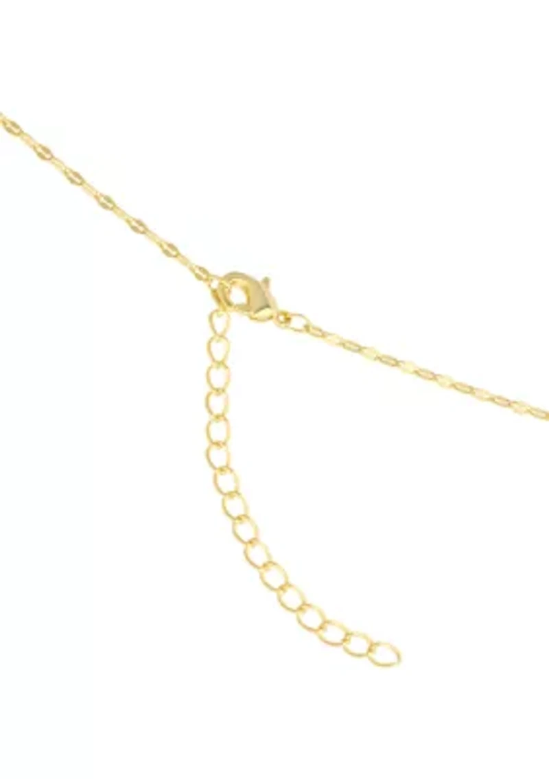 Plated Cubic Zirconia Butterfly Mirror Chain Necklace