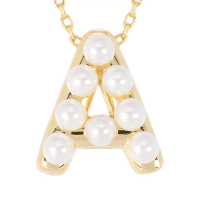 Gold Plated Pearl Initial Necklace