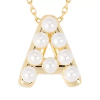 Gold Plated Pearl Initial Necklace