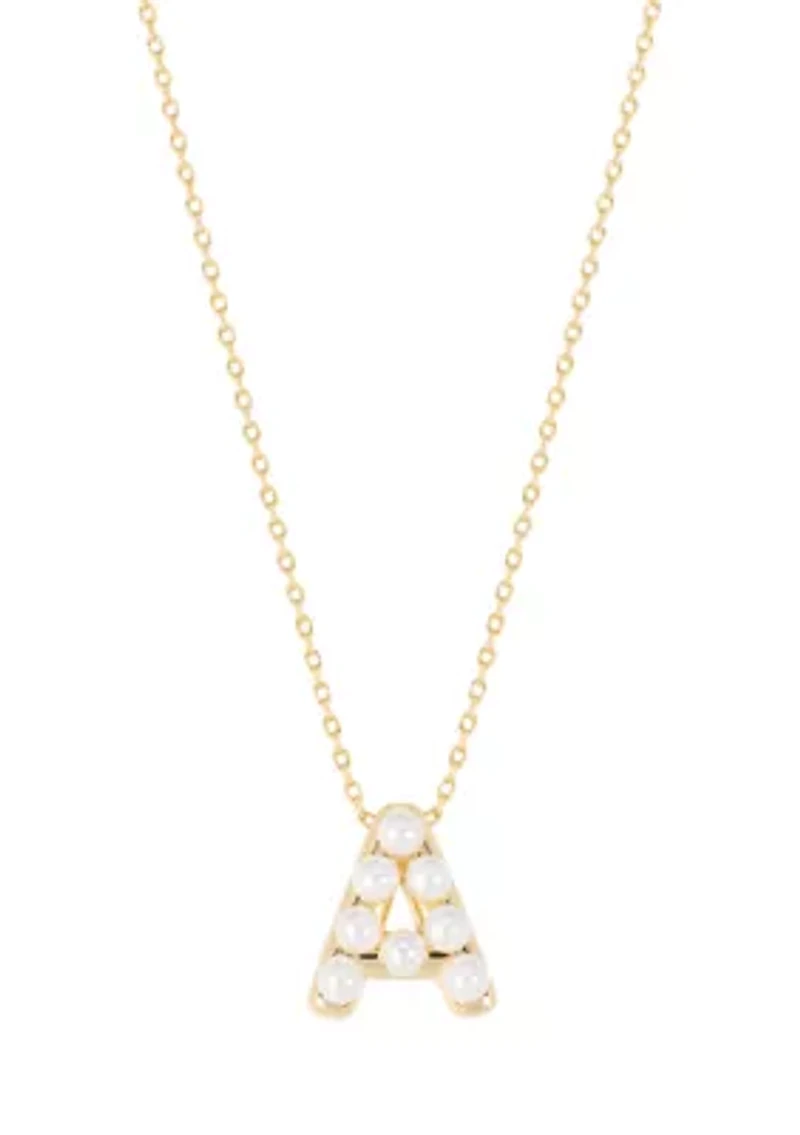 Gold Plated Pearl Initial Necklace