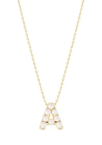 Gold Plated Pearl Initial Necklace