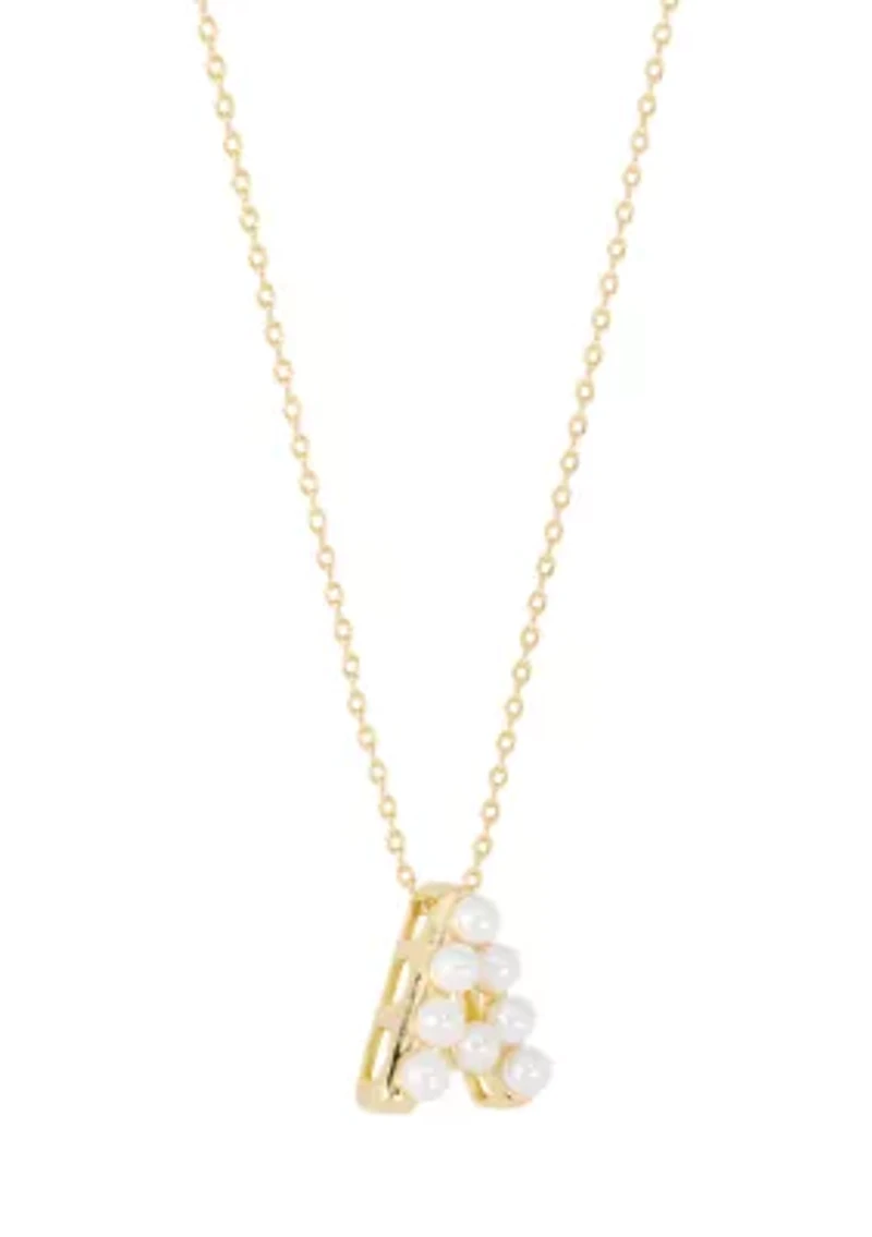 Gold Plated Pearl Initial Necklace