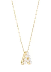 Gold Plated Pearl Initial Necklace