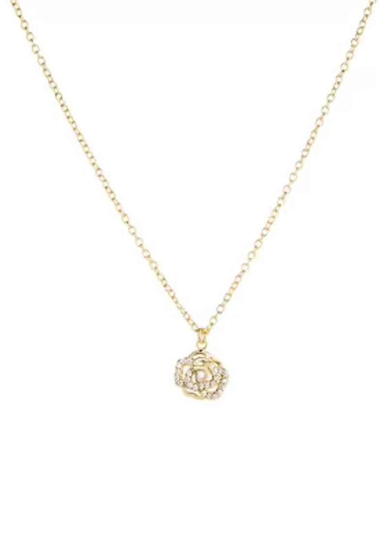 Cubic Zirconia Open Rose Necklace