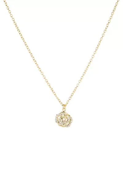 Cubic Zirconia Open Rose Necklace