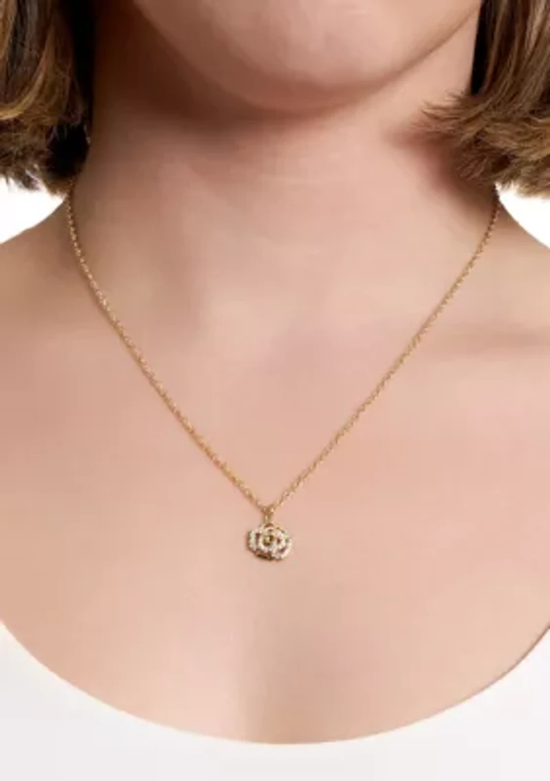 Cubic Zirconia Open Rose Necklace