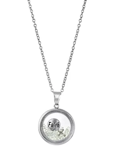 Boxed Fine Silver Plated 18" Faith and Cross Dancing Crystals Pendant Necklace