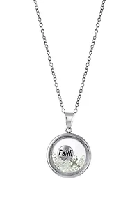 Boxed Fine Silver Plated 18" Faith and Cross Dancing Crystals Pendant Necklace
