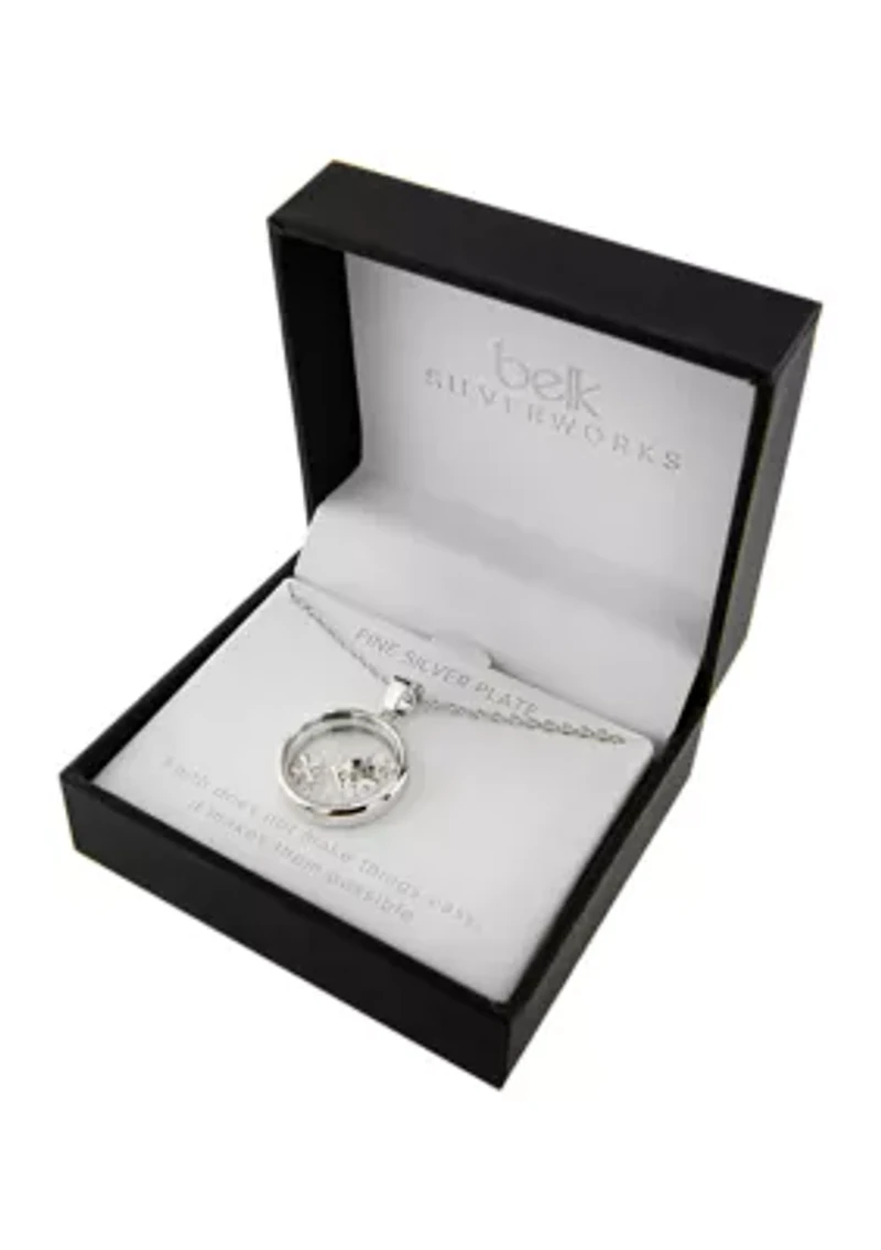 Boxed Fine Silver Plated 18" Faith and Cross Dancing Crystals Pendant Necklace