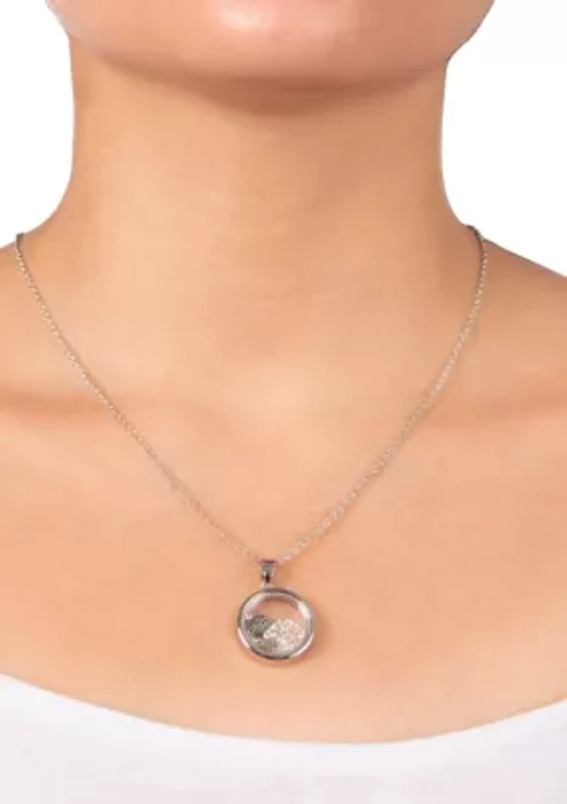 Boxed Fine Silver Plated 18" Faith and Cross Dancing Crystals Pendant Necklace