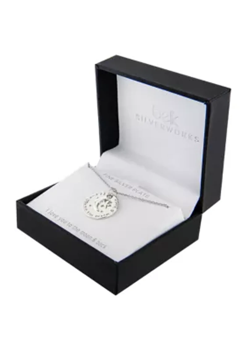Boxed Silver Plated 18" 'I Love You to the Moon & Back' Pendant Necklace