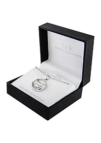 Boxed Silver Plated 18" 'I Love you to the Moon and Back' Blue Dancing Crystals Pendant Necklace