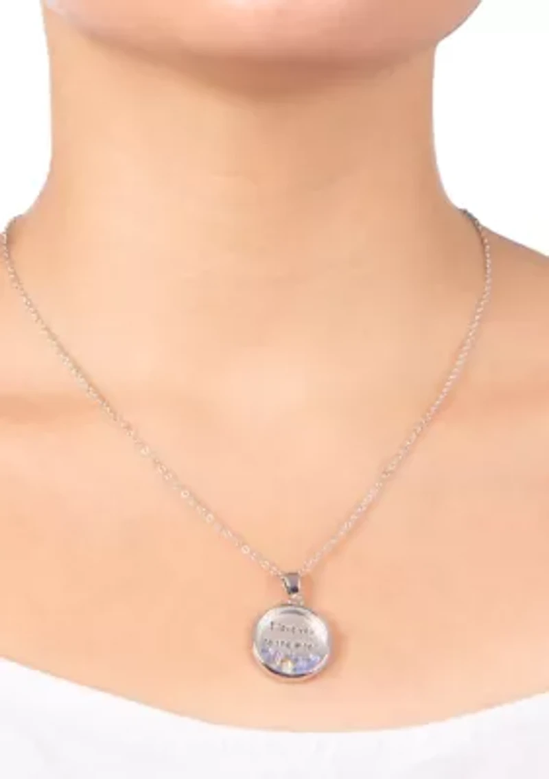 Boxed Silver Plated 18" 'I Love you to the Moon and Back' Blue Dancing Crystals Pendant Necklace