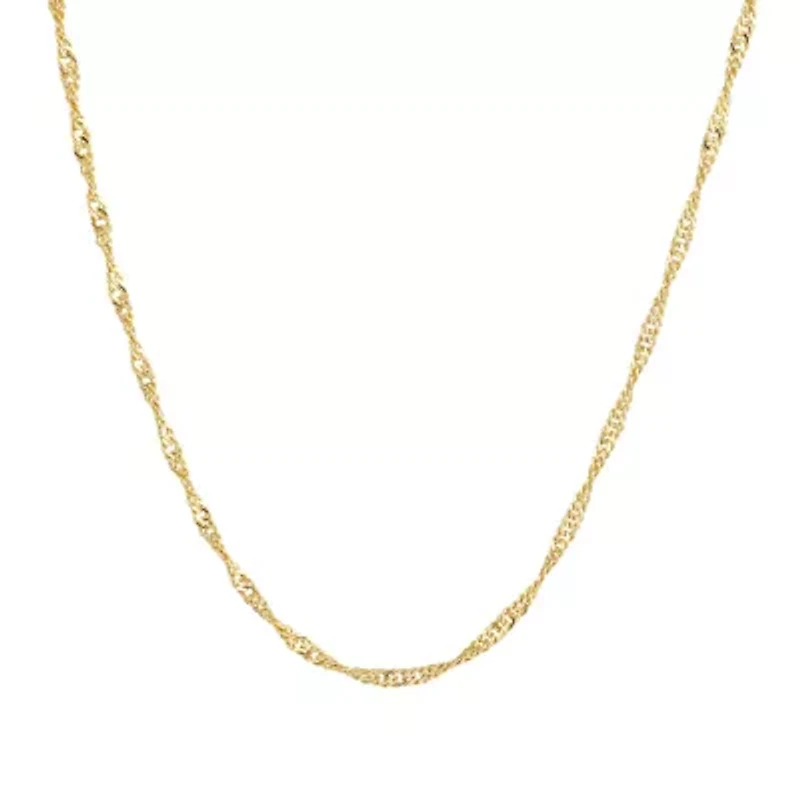 Gold Plated Twist Chain Necklace, 18in., 20in. Or 24in.