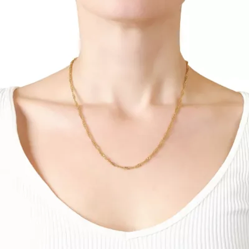 Gold Plated Twist Chain Necklace, 18in., 20in. Or 24in.
