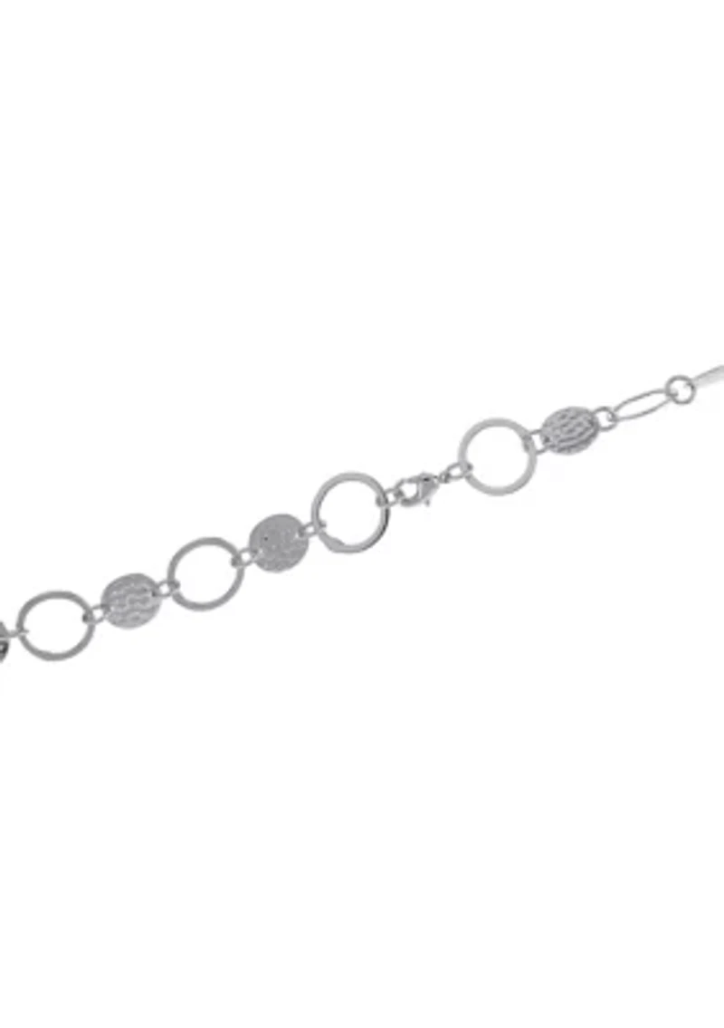 30" Silver Plated Hammered and Open Circle Necklace