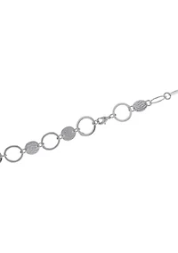 30" Silver Plated Hammered and Open Circle Necklace