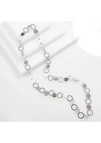 30" Silver Plated Hammered and Open Circle Necklace