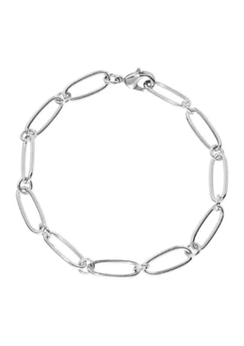 Silver Plated Large Linked Chain Bracelet