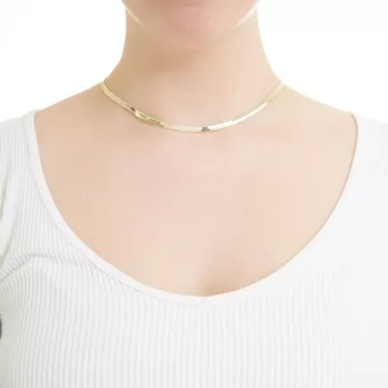 Gold Plated 16+2-in. Herringbone Chain Necklace