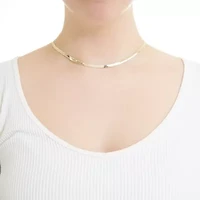 Gold Plated 16+2-in. Herringbone Chain Necklace