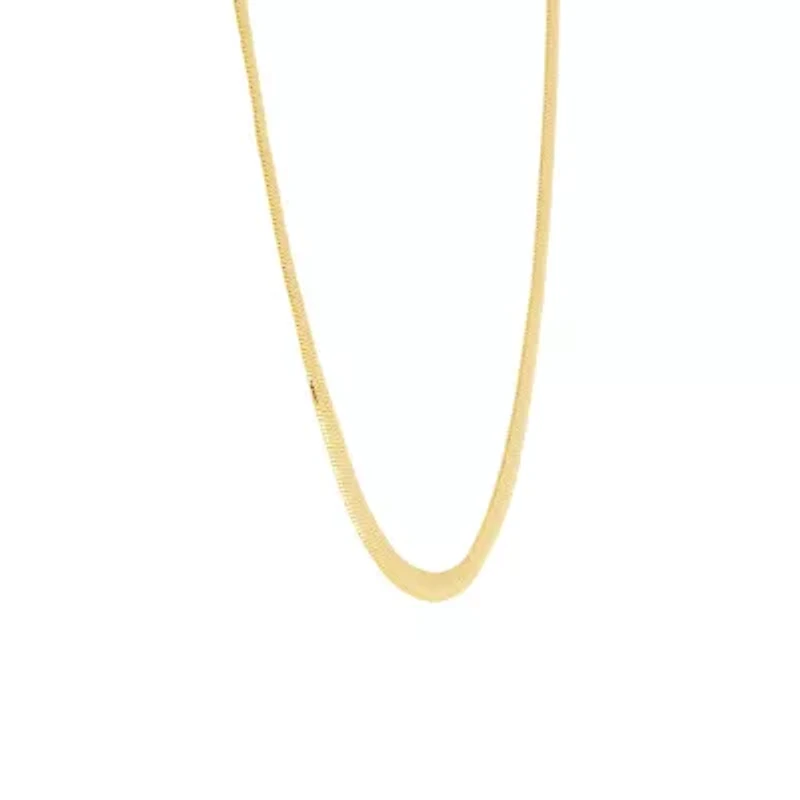 Gold Plated 16+2-in. Herringbone Chain Necklace