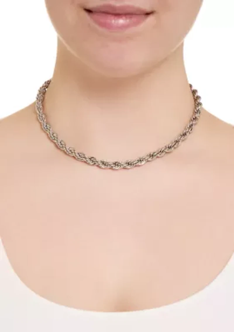 Silver Plated Rope Chain Necklace