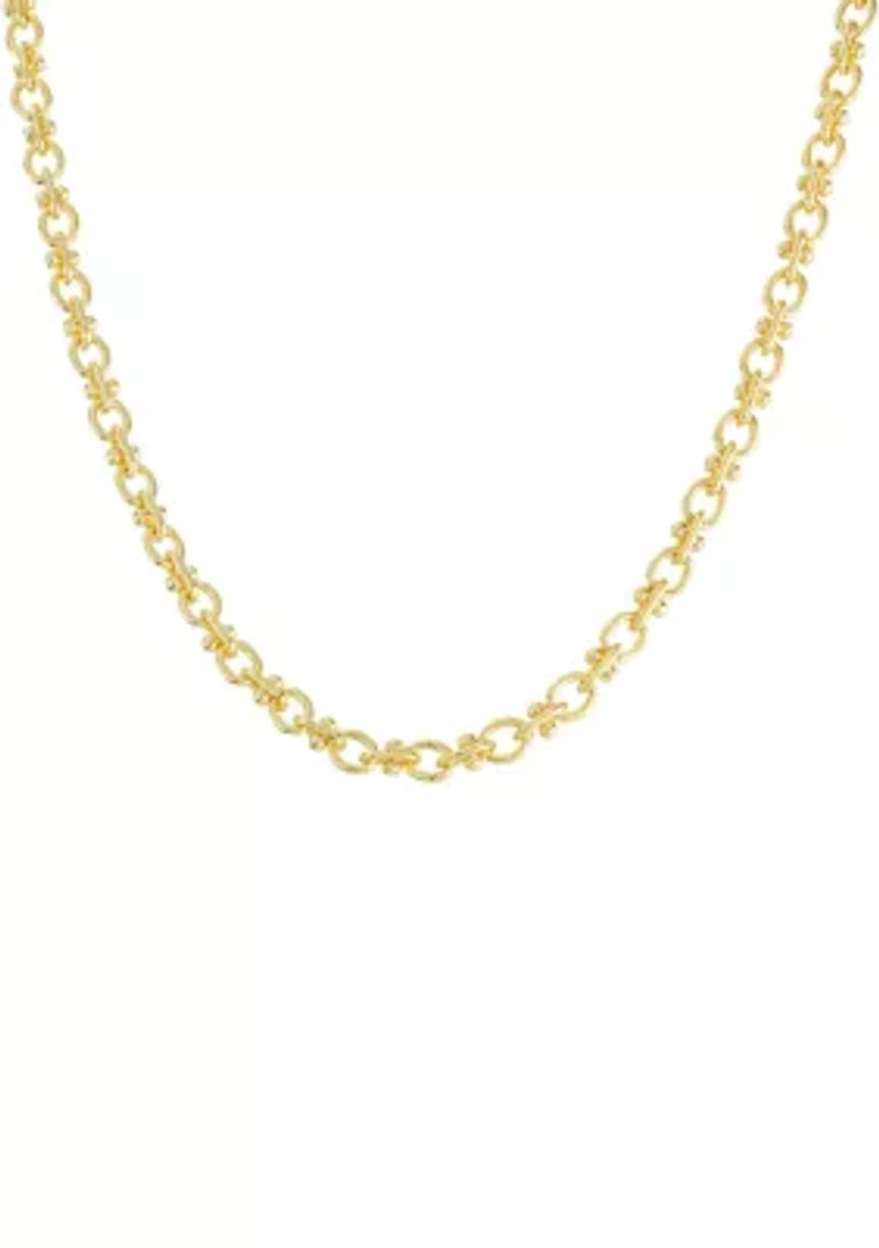 Gold Plated 18'' + 2" Extender Hardware Link Chain Necklace