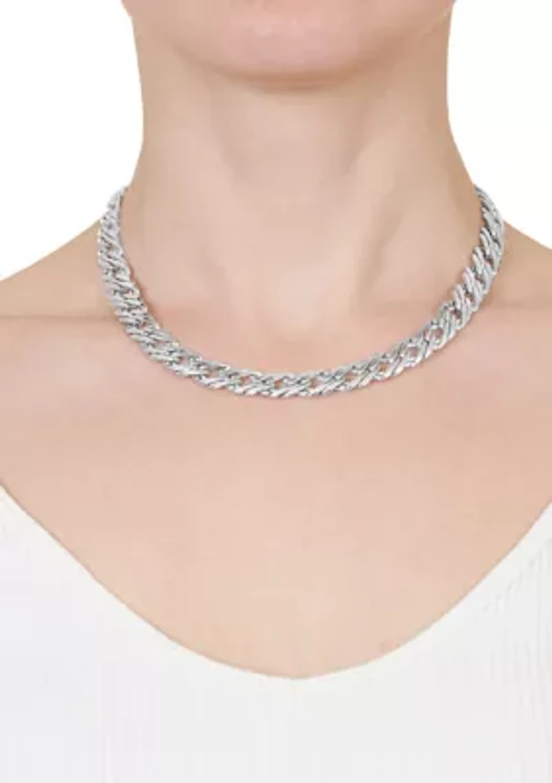 Silver Plated 16'' + 2" Extender Curb Chain Necklace