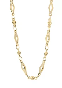 Gold Plated Diamond-Shaped Beaded Chain Necklace