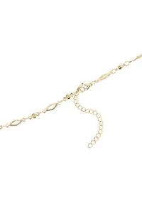 Gold Plated Diamond-Shaped Beaded Chain Necklace