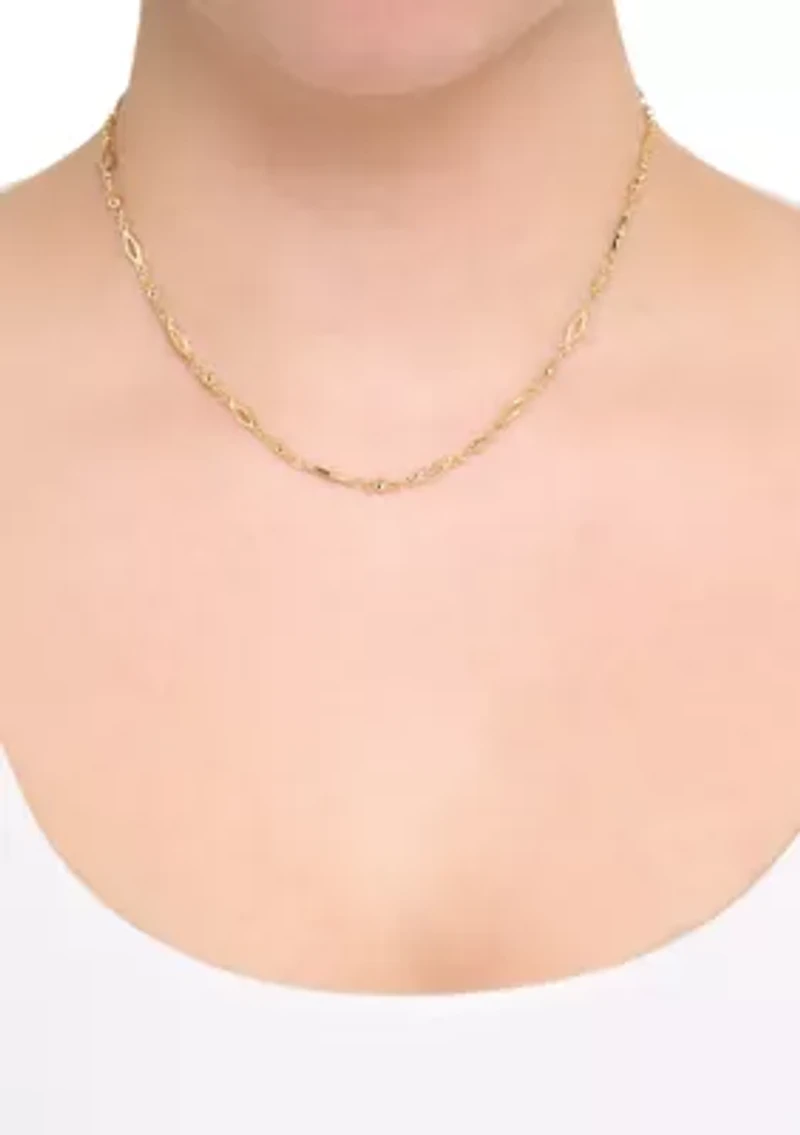 Gold Plated Diamond-Shaped Beaded Chain Necklace