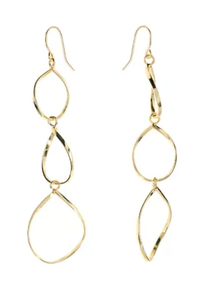 Gold Plated Triple Drop Teardrop Earrings