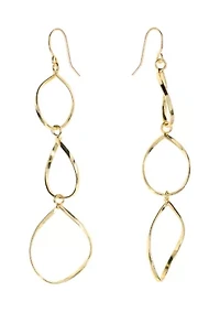 Gold Plated Triple Drop Teardrop Earrings