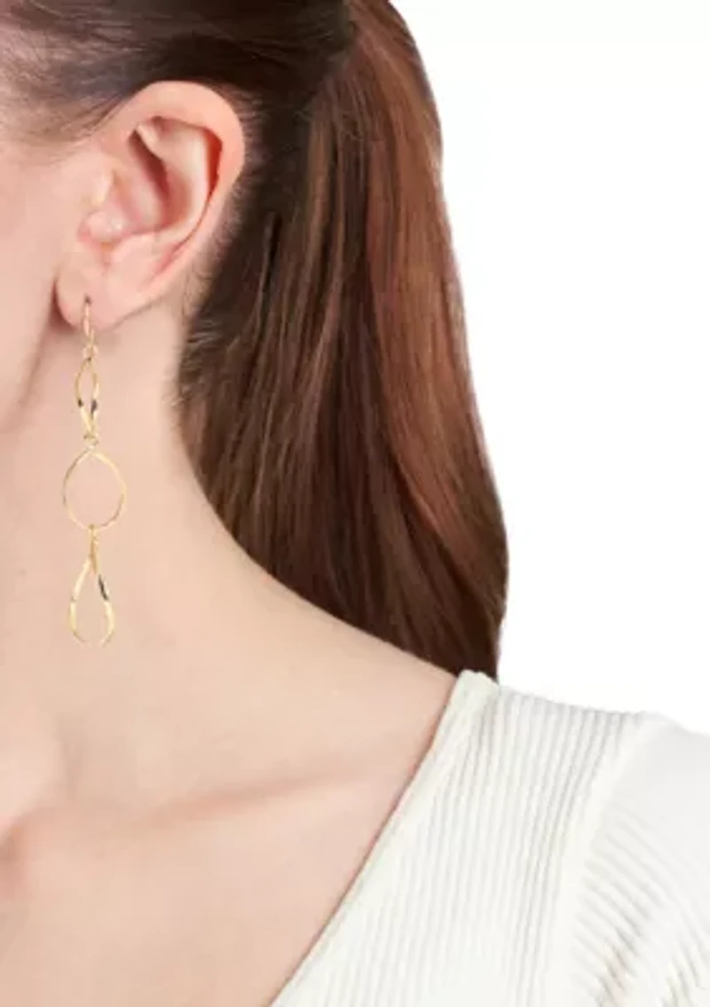 Gold Plated Triple Drop Teardrop Earrings
