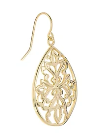 Gold Plated Filigree Teardrop Earrings